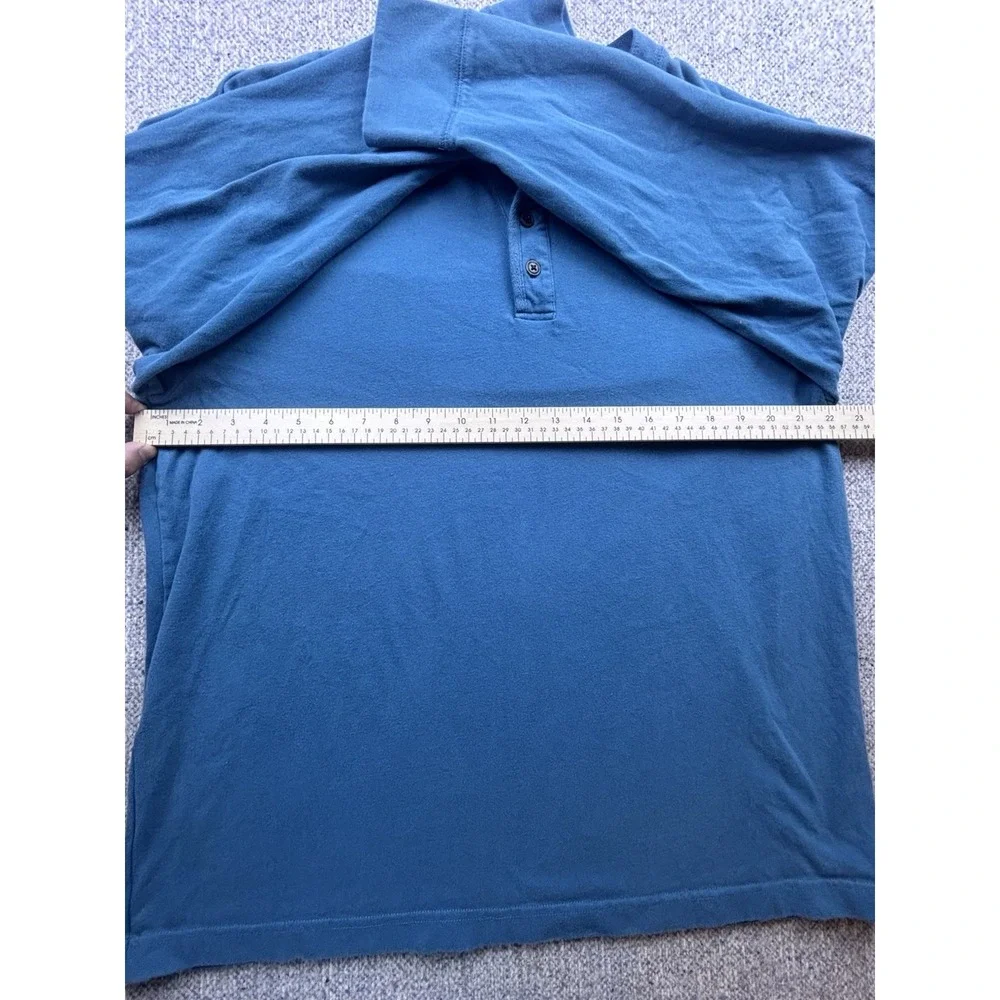 St John's Bay Men's Legacy‎ Henley X-Large Long Sleeve Heather Blue 100% Cotton